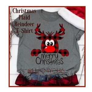 Christmas Plaid Reindeer T-Shirt